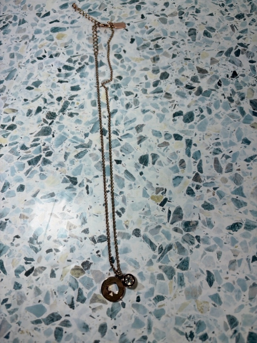 kate spade rose gold spade cutout pendant necklace with crystal charm - Picture 2 of 5